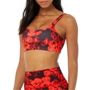 ALO Yoga Red & Black Floral Sports Bra
